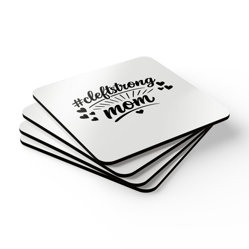 Cork Coaster Set — #cleftstrong Mom Drink Coasters (Heart Accent)