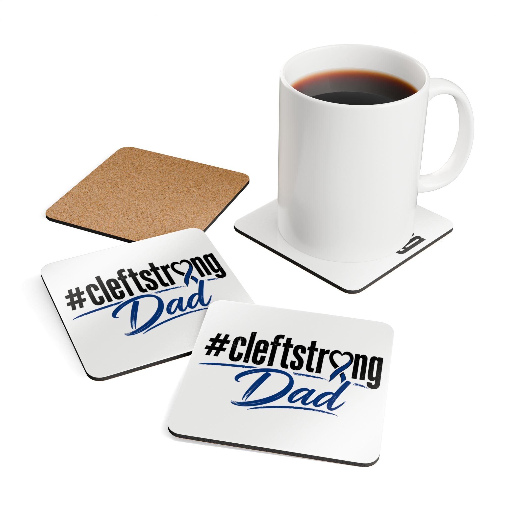 Cleft Strong Dad Cork Coaster Set – Awareness Ribbon Drink Coasters