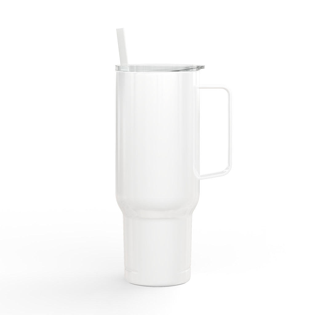 40oz Engraved Insulated Tumbler with Lid & Straw – Joshua 24:15, Travel Mug with Handle, Custom Engraving (Keeps Drinks Hot/Cold)