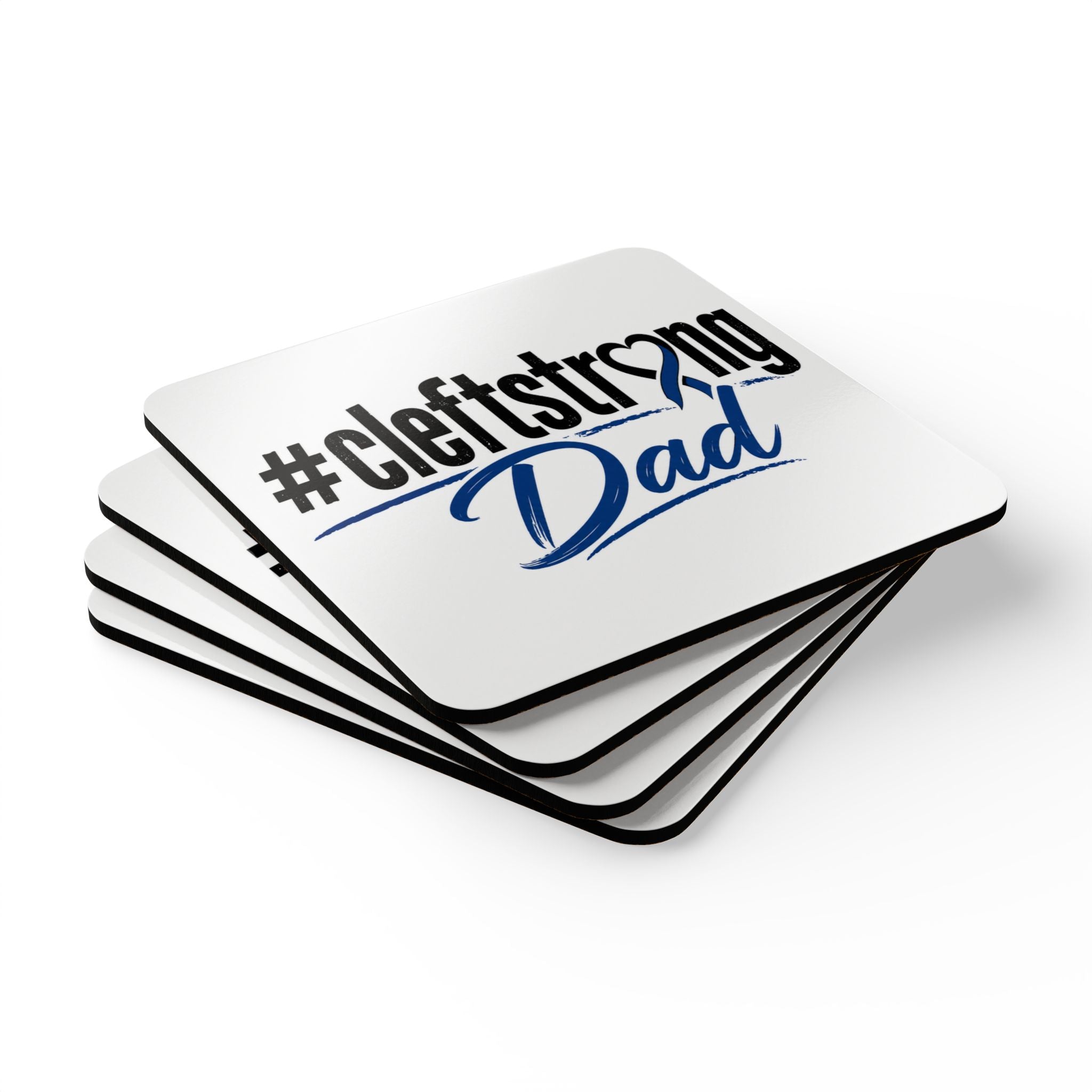 Cleft Strong Dad Cork Coaster Set – Awareness Ribbon Drink Coasters