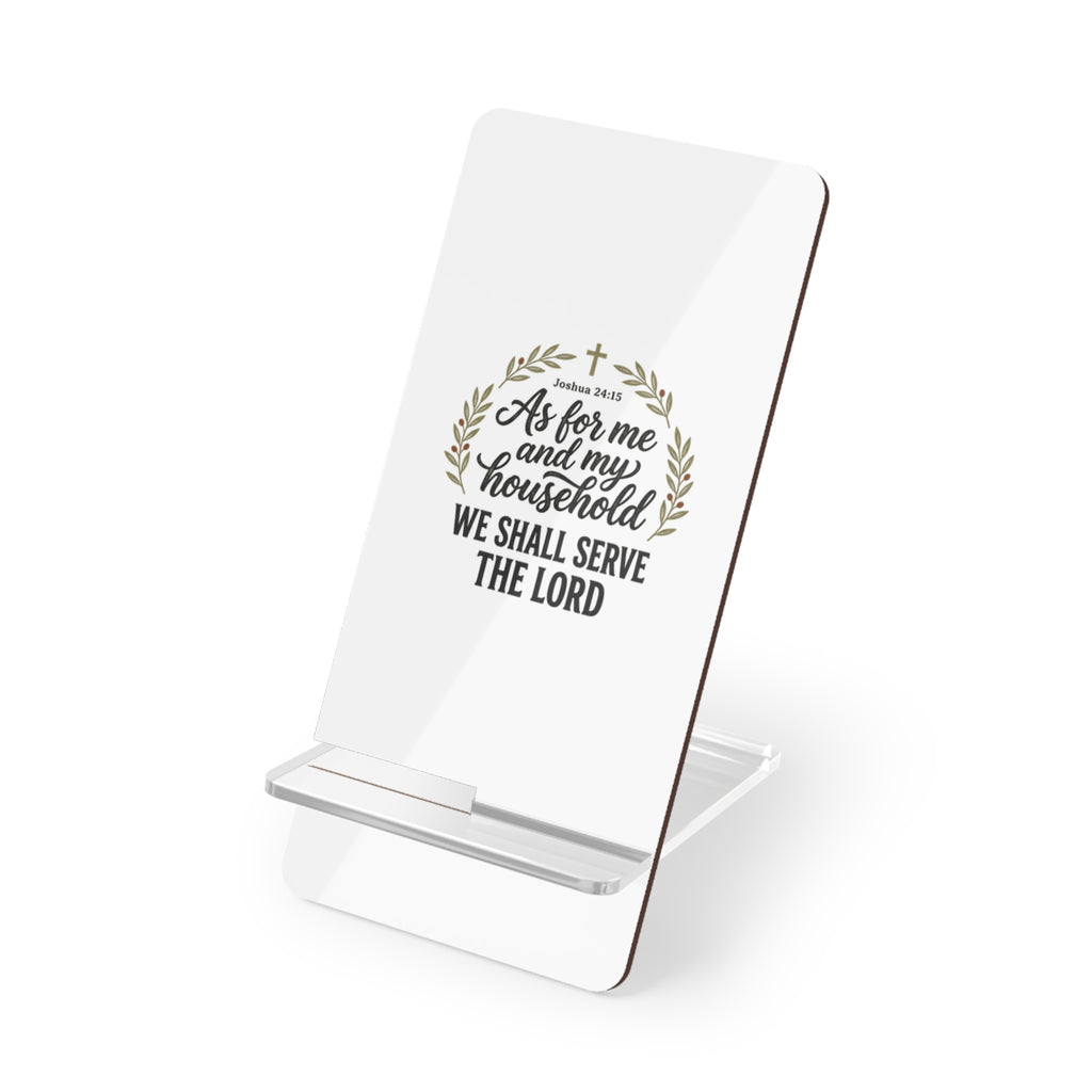 Foldable Phone Stand — "As for me and my household we shall serve the Lord" Christian Mobile Display