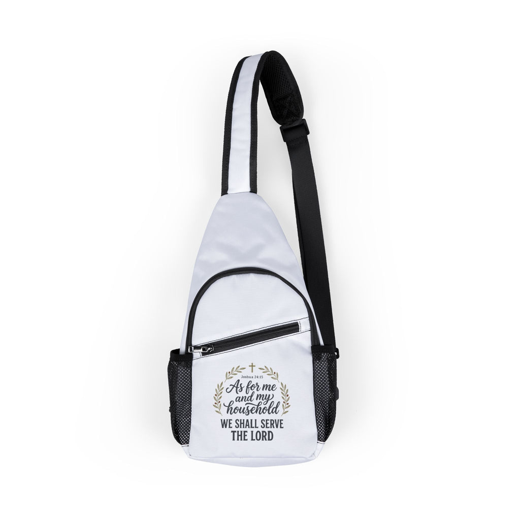 Christian Cross Chest Bag — "As for me and my household we shall serve the Lord" Sling Pack