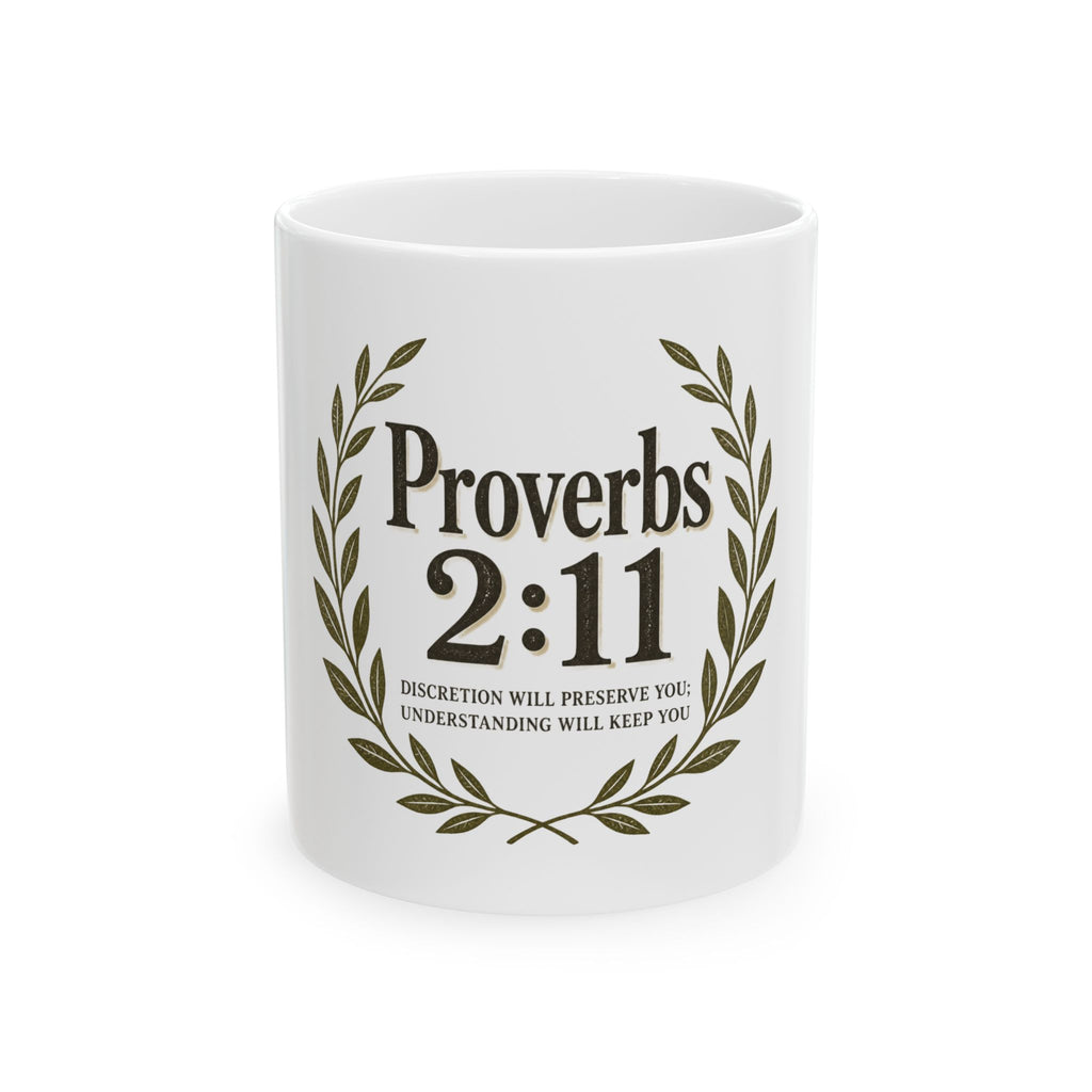 Proverbs 2:11 Ceramic Mug — Inspirational Bible Verse Coffee Cup
