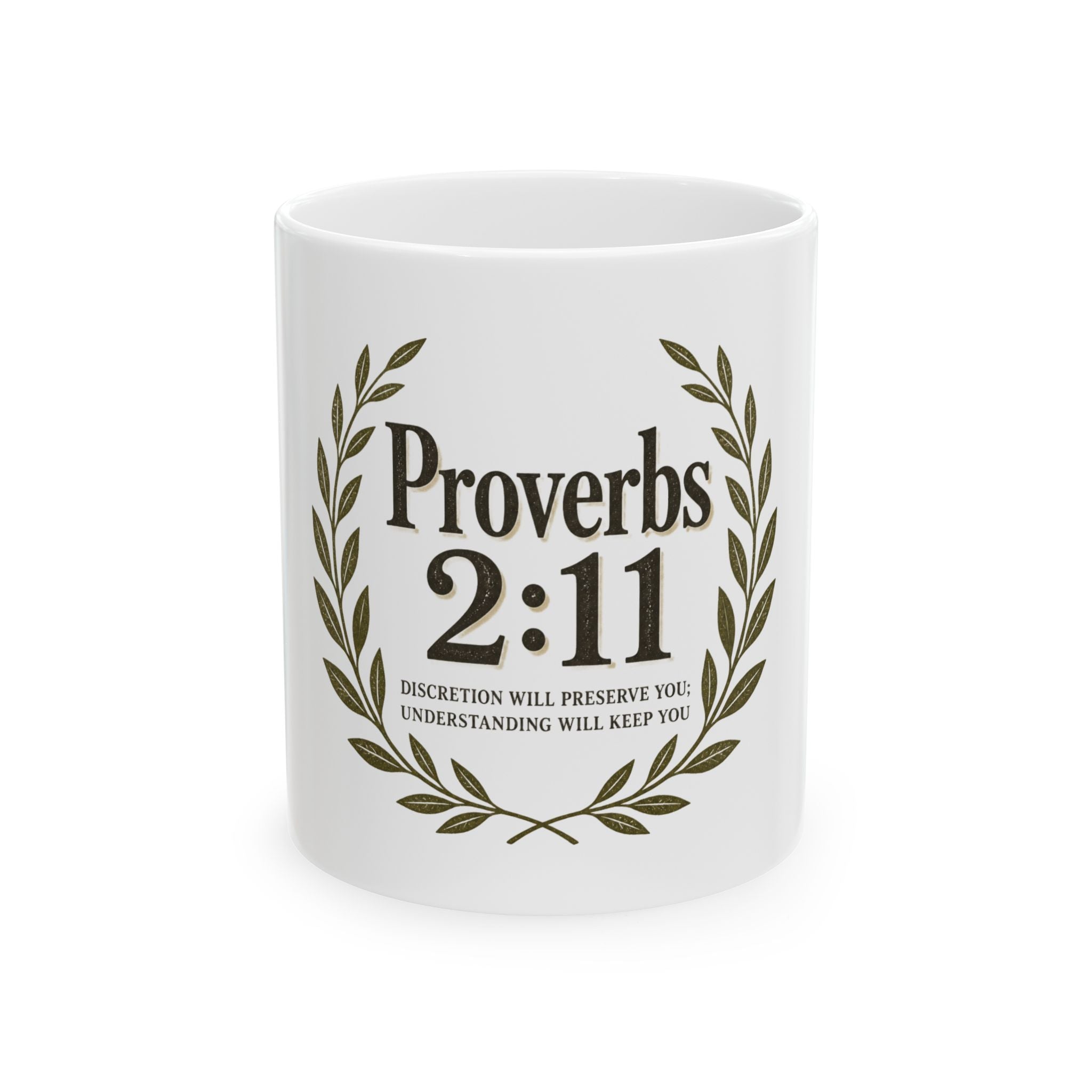 Proverbs 2:11 Ceramic Mug — Inspirational Bible Verse Coffee Cup