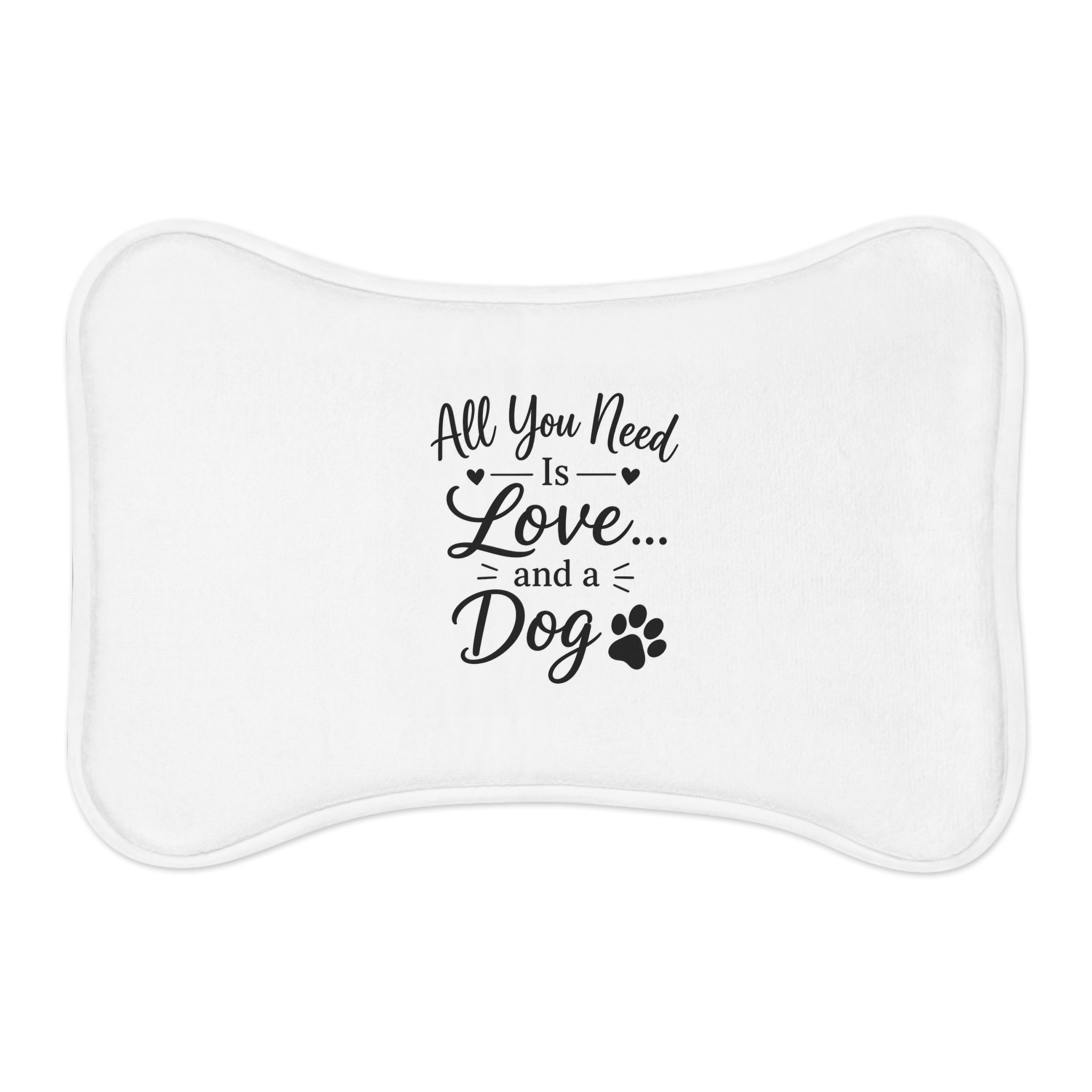Dog Lover Feeding Mat — "All You Need Is Love... and a Dog" Paw-Print Pet Bowl Mat
