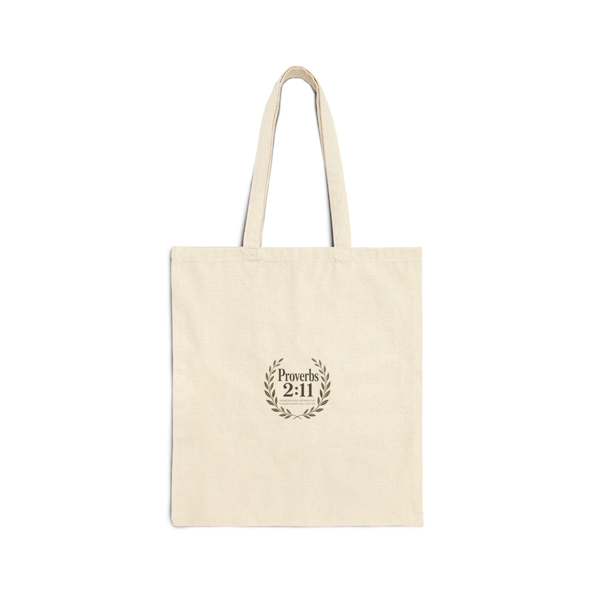 Proverbs 2:11 Canvas Tote Bag — Faith-Inspired Scripture Grocery & Bible Study Tote