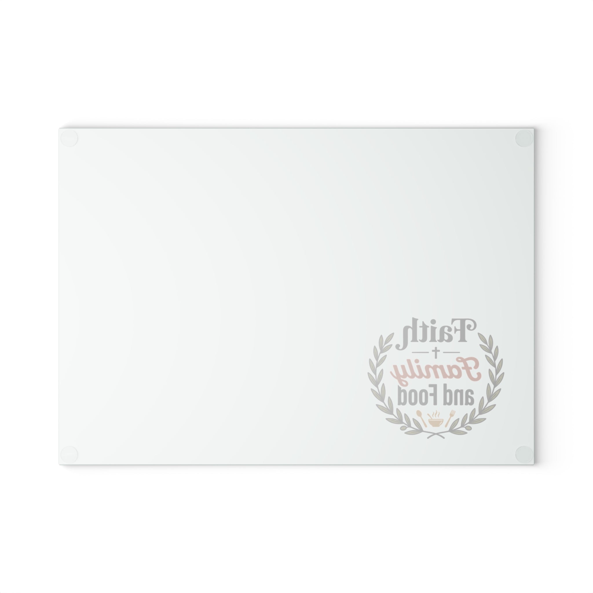 Faith, Family and Food Glass Cutting Board