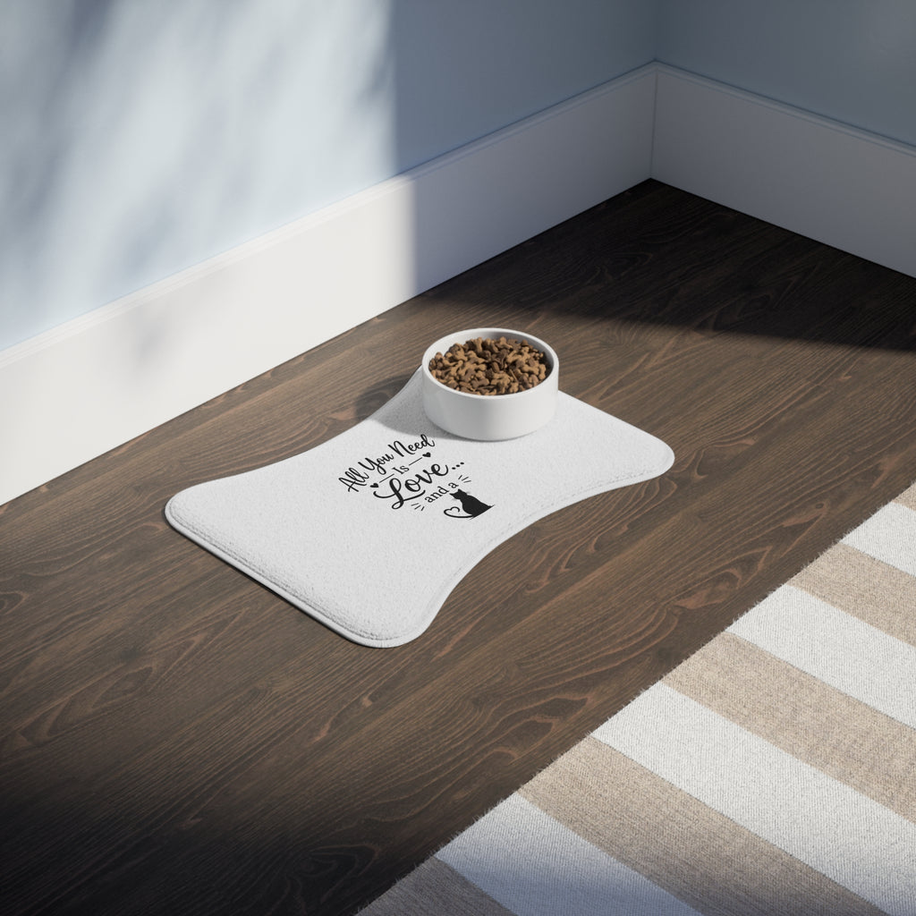 Pet Feeding Mat — "All You Need Is Love... and a" Cat & Dog Silhouette
