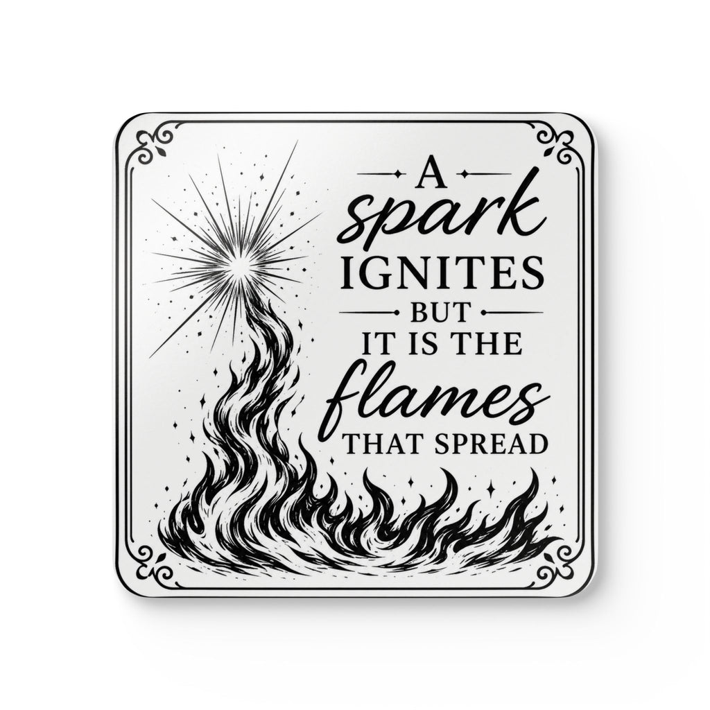 Corkwood Coaster Set - "A Spark Ignites" Inspirational Flame Quote Cork Coasters (Set of 4)