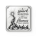 Corkwood Coaster Set - "A Spark Ignites" Inspirational Flame Quote Cork Coasters (Set of 4)
