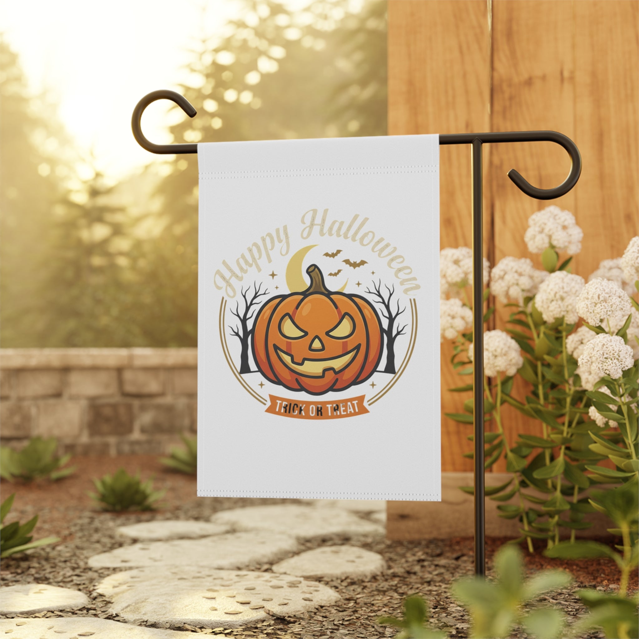 Happy Halloween Pumpkin Garden Flag – Trick or Treat Jack-O'-Lantern Banner