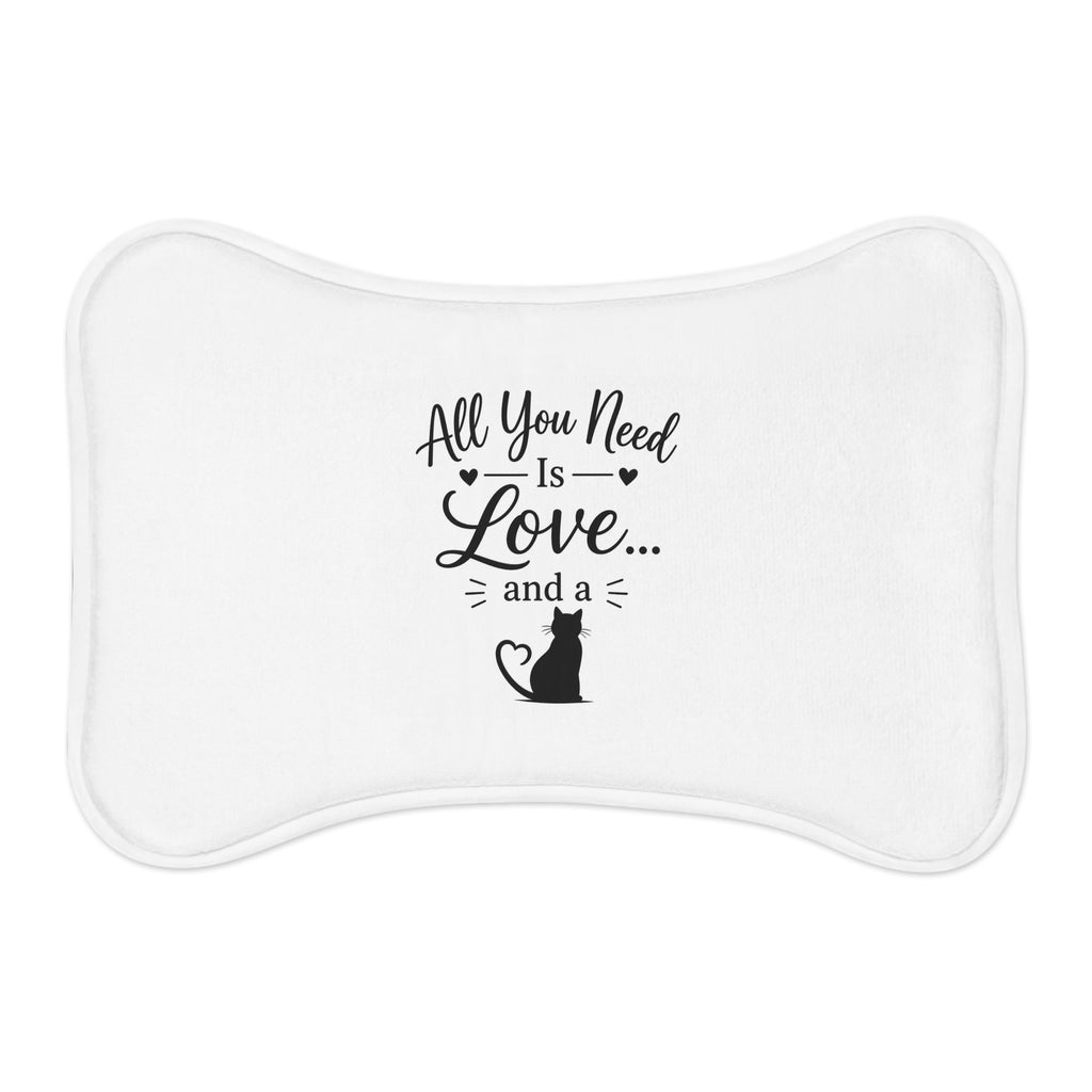 Pet Feeding Mat — "All You Need Is Love... and a" Cat & Dog Silhouette
