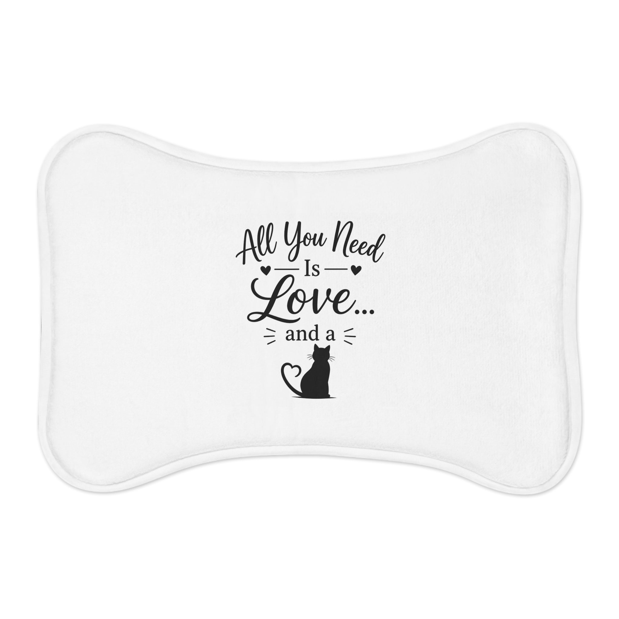 Pet Feeding Mat — "All You Need Is Love... and a" Cat & Dog Silhouette